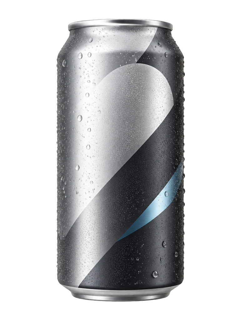 Lata conceptual de una marca de bebidas